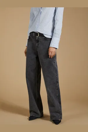 Baukjen Grey Organic Stretch Cotton Wide Leg Slouch Jeans46