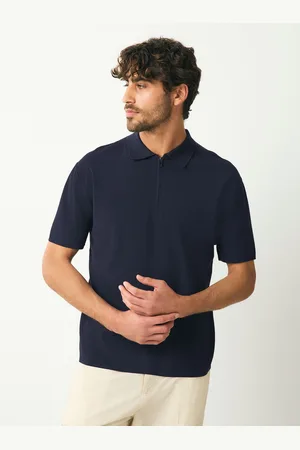 Next Relaxed Fit Premium Kortærmet Knit Quarter Zip Polo-skjortersmall