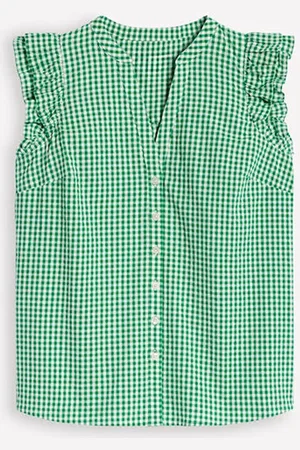 Boden Frill Sleeve Seersucker 100% Cotton Top44