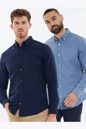 Threadbare Oxford Long Sleeve 100% Cotton Shirts 2 PackM