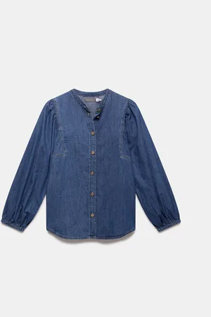 mint&berry Wash Pufærme Denim 100% Bomuld BluserS