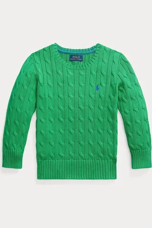 Ralph Lauren Boys Green Cable-Knit 100% Cotton Jumper24 måneder (92cm)