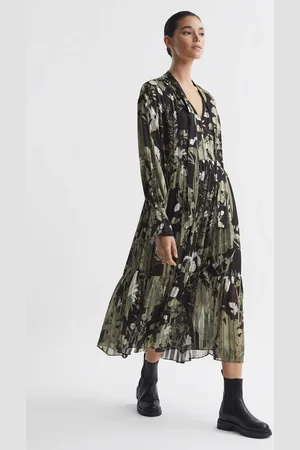 Reiss Lottie Blomster Tryk Slips Neck Midi Kjole40