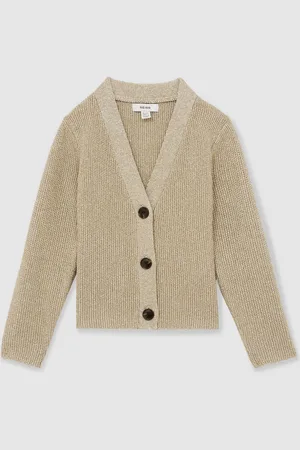 Reiss Mika Metallic-Knit V-Neck Cardigan5 - 6 år (110 - 116cm)