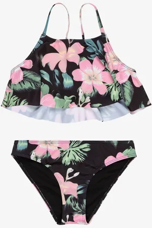 Roxy Shadow Floral Print Flutter Bikini Set158164cm