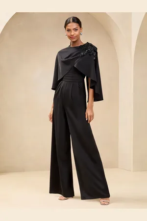 Lipsy London Embellished Floral Trim Cape Jumpsuit36