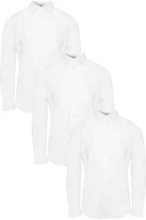 Threadbare Bomuld Poplin Langærmet Skjorter 3 Pakke Med StrækXL