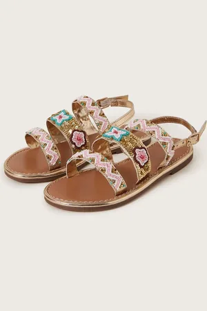 Monsoon Embellished Strappy Metallic Sandalsuk1eu33