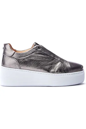 Moda In Pelle Aneeba Elasticated Front Chunky Leather Black Trainers