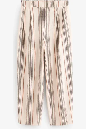 Next Cotton Barrel Leg Striped Trousers
