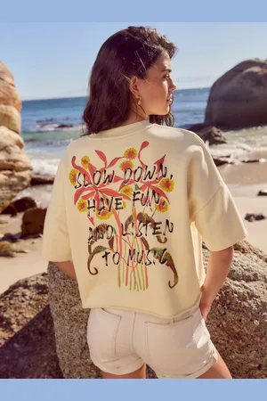 Next Grafisk Slow Music Kortærmet Crewneck 100% Bomuld SweatshirtStor