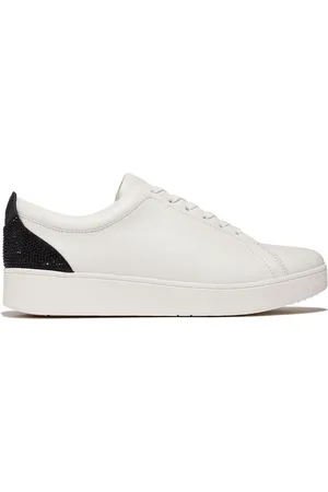 FitFlop Rally Crystal Backtab Leather White Sneakers