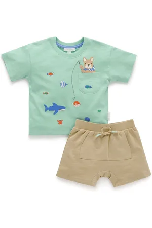 Purebaby Dyreprint 100% bomuld T-shirt og shorts