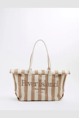River Island Striped Fold Over Beach Bagen