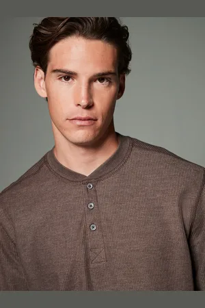 Next Textured Long Sleeve Grandad 100% Cotton T-ShirtL Reg