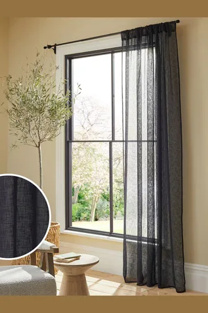 Next Hør Look Slot Top Voile Uforet Sheer Panel Gardin140x229cm