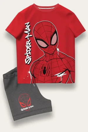 Brand Threads Spiderman 100% Cotton Top and Short Set104110cm