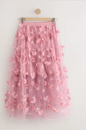 Next 3D Flower Mesh Skirt44