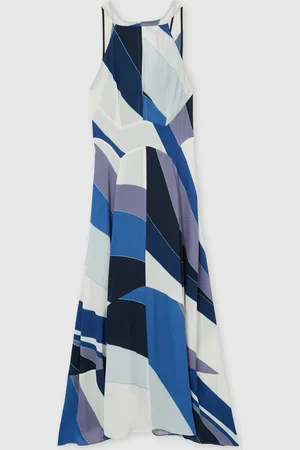 Reiss Imogen Stripe Print V-Back Midi Dress32