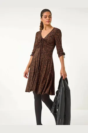 Roman Ditsy Paisley Print Gathered Dress46