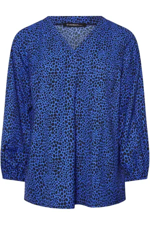 Evans Curve Cobalt Blue Spot Print Blouses48