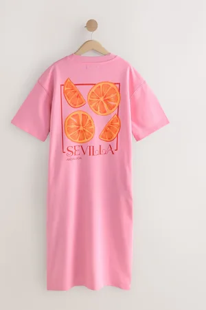 Next Kortærmet Rund hals Jersey Back Graphic Midi Kjole40
