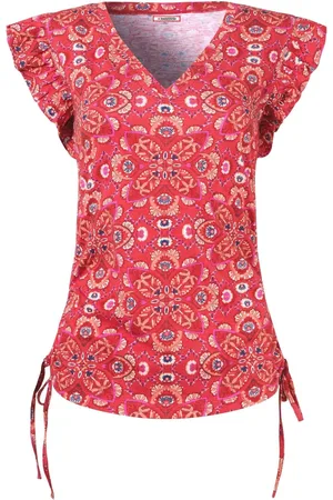 Joe Browns Ruffle Sleeve Rouched Side 100% Cotton Jersey Top