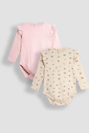 JoJo Maman Bébé Floral & Spot Round Neck Rib Bodies 2 Pack6 - 12 måneder (68 - 80cm)