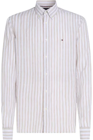 Tommy Hilfiger Normal pasform Essential Stribet 100% Hør Skjorterlarge