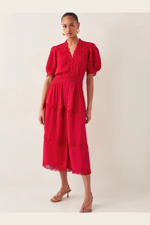Monsoon Kiana Pintuck Puff-Sleeve Midi Dress44
