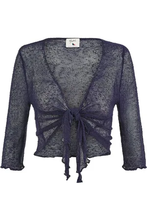 Yumi Popcorn Yarn Tie Front Bolero Cardiganlarge