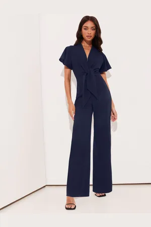Lipsy London Flutter Sleeve V-hals Slips Front Wide Leg Buksedragt36