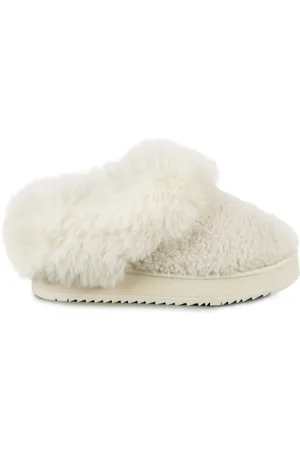 Totes Ladies Icon Winter Curly Faux Fur Mule Slippers with Chunky Sole
