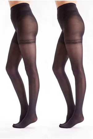 Pretty Polly 40 Denier In Shape Opaque Bodyshaper Sort Strømpebukser 2 PakkeM-L