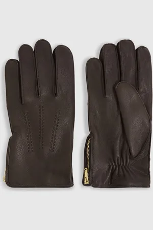 Reiss Iowa Leather Zip-Side GlovesS