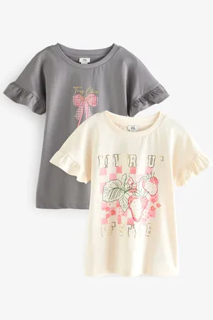 River Island Girls 100% Cotton Frill T-Shirts 2 Pack146152cm