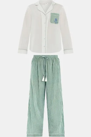 Accessorize Mælkebøtte Stribet Tryk 100% Bomuld Pyjamassætlarge