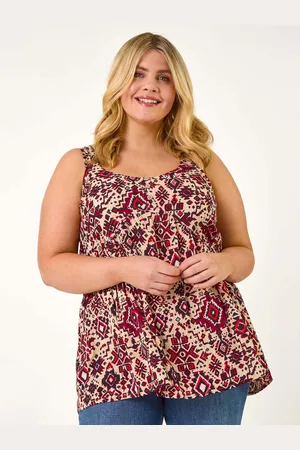 Roman Curve Ikat Print Vest Top50