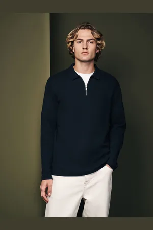 Next Long Sleeve Waffle Textured 100% Cotton Polo Shirt5XL