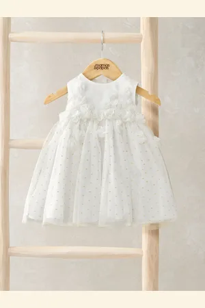 Mamas & Papas 3D Scattered Flower White Dress9298cm