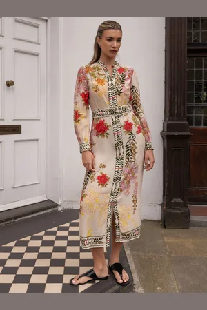 RAISHMA Brenna Floral Long-Sleeved Crepe Dress36
