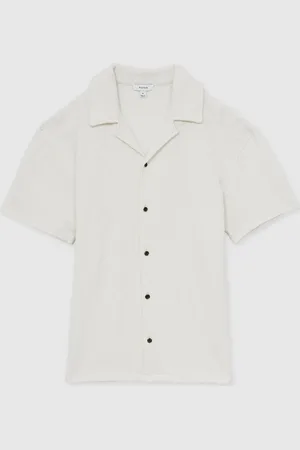 Reiss Ackling Cotton Textured Cuban-Collar ShirtXL