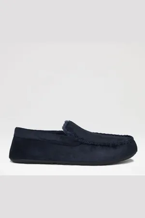 Threadbare Imiteret pels foret suedette moccasin hjemmeskoUK 11 - 12