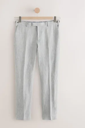 Next Slim Fit Signature Leomaster Italiensk 100% Hør Stof Jakkesæt Bukser28B x 29L (UK 28 S)