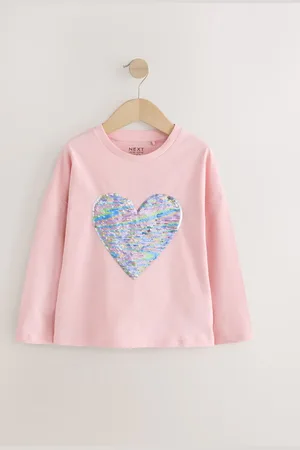Next 100% Cotton Sequin Heart Long Sleeve T-Shirt (3-16yrs)4 år (104cm)