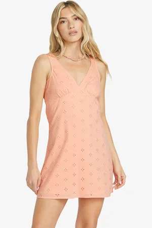 Billabong Pink 100% Cotton Feeling Lovely Broderie V-Neck Dress
