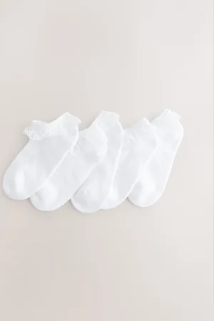Next Cotton Rich Trainer Ruffle Socks 5 Pack with Cushioned SolesUK 3 - 5.5 Jnr.