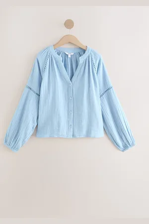 Next Button Down Long Sleeve Doublecloth Blouse
