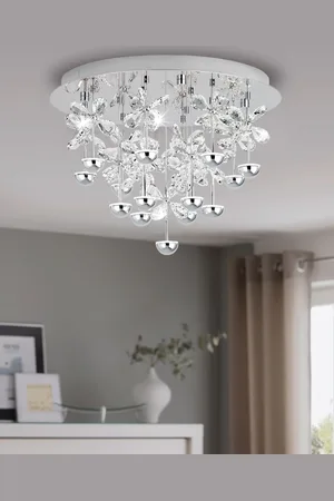 Eglo Pianopoli LED Clear Crystal & Steel Ceiling Lighten