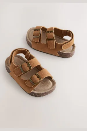 Next Leather Double Buckle Cushioned Footbed Sandals